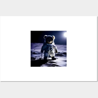 Teddy in a Space suit on the Moon Posters and Art